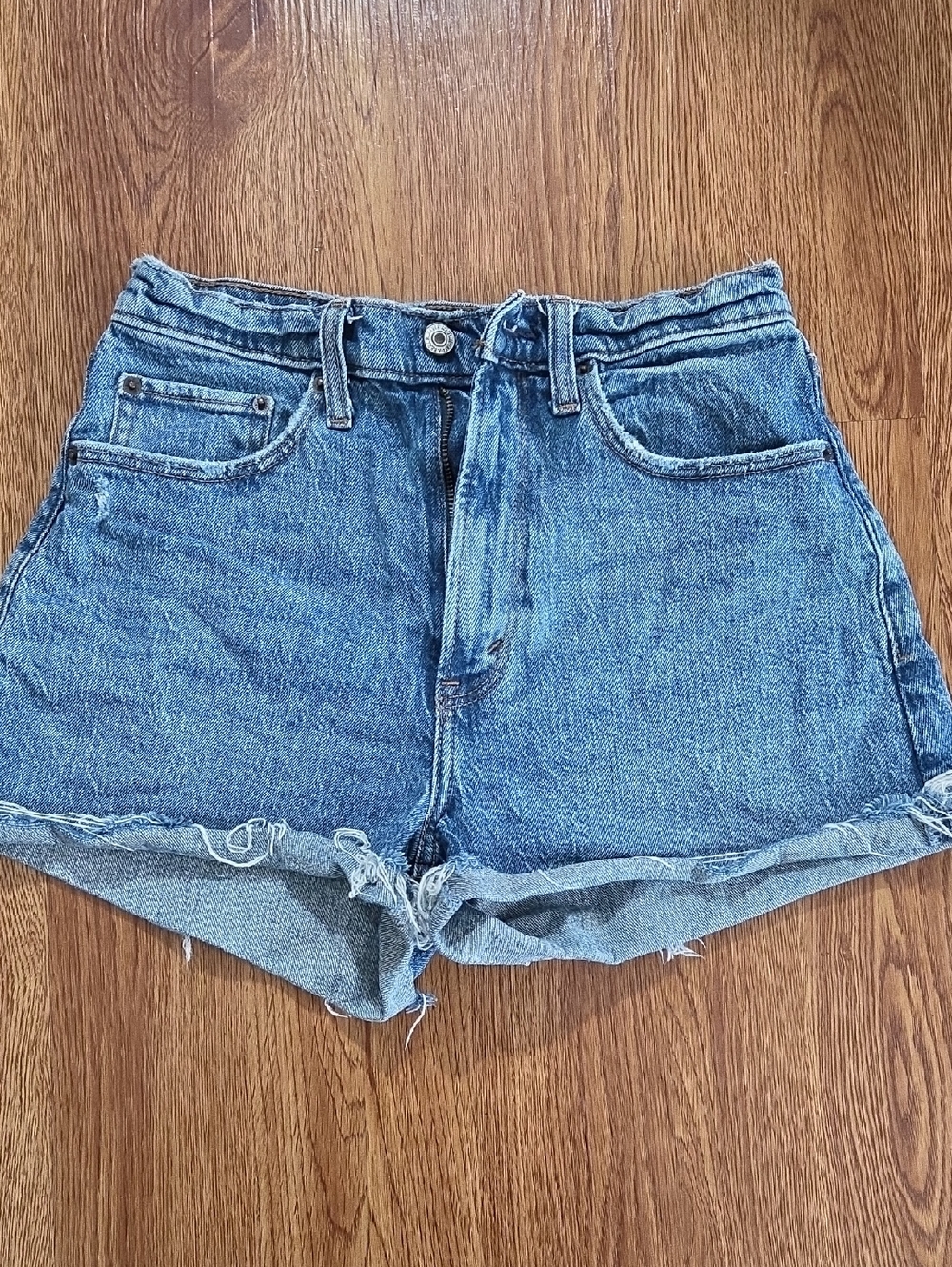 Abercrombie & Fitch Distressed Blue Denim Shorts, Size 26